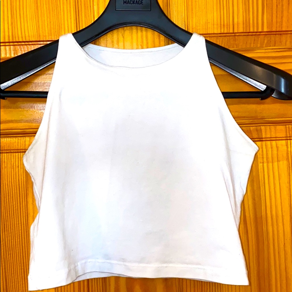 White Basic American Apparel Crop Top Size Large